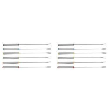 Imagem de 12 Peças de Garfos de Fondue de Aço Inoxidável, Garfos de Imersão de Doces, Garfos de Aperitivo de Bolo de Frutas Com Alça Longa, Espetos de Fondue Reutilizáveis, Ferramenta de