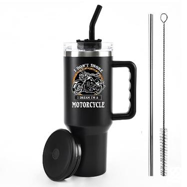 Imagem de Panvola Caneca de viagem de aço inoxidável I Don't Snore I Dream I'm A Motorcycle (1,134 g, preta)