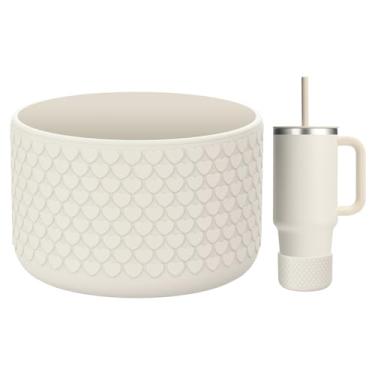 Imagem de WUQID Bota de silicone com textura em forma de coração, compatível com Stanle Quencher H2.0 e IceFlow Flip 590 ml, 850 g, 1,134 g e Hydro Sport Flask de 350 a 680 g, capa de manga inferior de garrafa