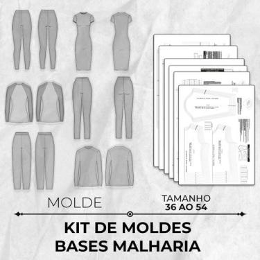Imagem de Kit de Moldes Bases Malharia tamanho 36 ao 54 by Wania Machado - EDITO