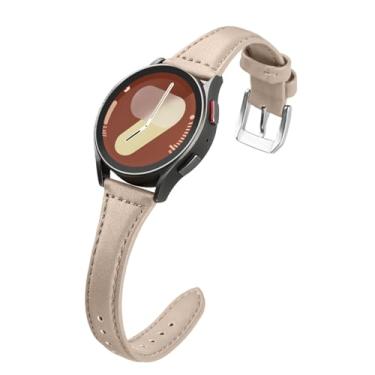 Imagem de Mtozon Pulseiras femininas de couro finas compatíveis com Samsung Galaxy Watch 7/6/5/4/FE de 40 mm e 44 mm, Watch 5 Pro de 45 mm/Watch 4 Classic/Watch 3 de 41 mm de 20 mm, bege