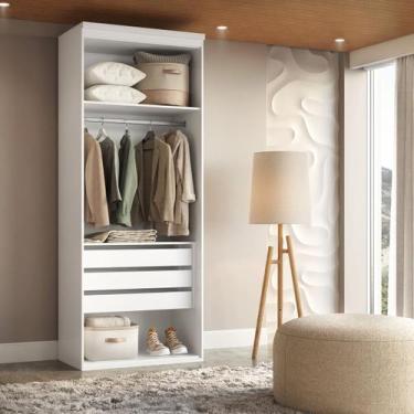 Imagem de Closet Modulado Sem Portas com Gavetas 70 cm MDF Lotus Belmax, Branco