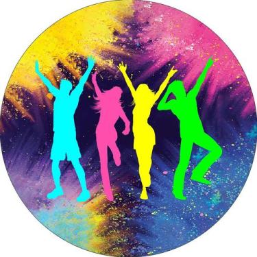 Imagem de Painel De Festa Redondo 1,50x1,50 - Balada Silhuetas Efeito Neon 008 -