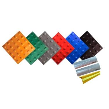 Imagem de 10 PISOS TÁTIL ALERTA PVC 25X25CM +KIT ESCADA ACESSIVEL 20x3 - LAGGE A