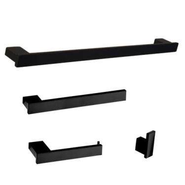 Imagem de Kit acessório banheiro inox preto banho slin vii09 - J INOX