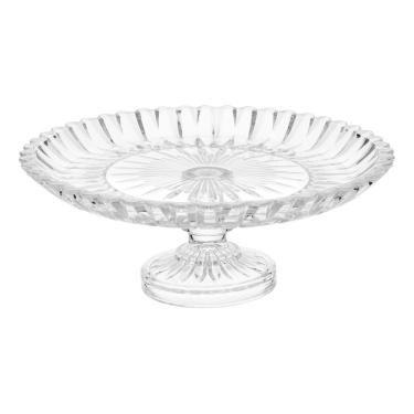 Imagem de CENTRO MESA 11x30x30cm VIDRO TRANSPARENTEARENTE COM PÉ FRUTEIRA VASO