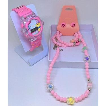 Imagem de kit Relógio infantil Digital Pisca Toca Musica Meninas + Conjunto Cola