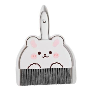 Imagem de DimyFew Conjunto de Mini Vassoura E Pá para Limpeza de Mesa E Carro, coelho branco