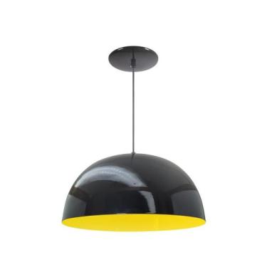 Imagem de Luminária Pendente Meia Lua 24cm Interior Amarelo Com Fiação 110/220v 