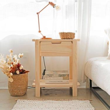 Imagem de Mesa De Cabeceira Laguna 52,6ax45lx42p Em Madeira Cor Natural