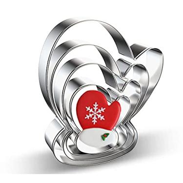 Imagem de Conjunto de cortadores de biscoito de luva de Natal e inverno – 4 peças de luva de cortador de biscoito para decoração de festa de Natal - Aço inoxidável Azflyife