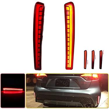 Imagem de KENRTIR 2 peças de luz traseira sequencial de freio de LED de lente vermelha para Toyota Corolla 2020 2021 2021 2022 2023 Lâmpada refletora de para-choque traseiro - Estilo de Presa de Lente Vermelha