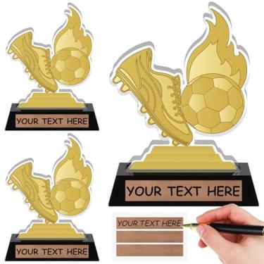 Imagem de Colingmill Prêmio de Troféu de Futebol de Acrílico com Adesivos Dourados 13,5 cm Concurso Esportivo Placas Troféu Esportivo Prêmio Prêmio Presente Participação em Equipes Troféus para Prêmio de