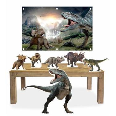 Imagem de Kit Display Mdf Dinossauro Com 6 Pçs + Painel 150x100m - x4adesivos