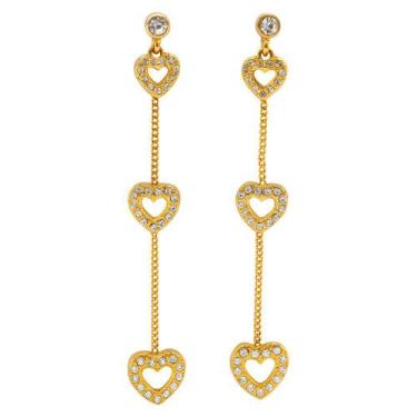 Imagem de Brinco Strass Coração TDL28956 - Akasaki, Cristal, Dourado