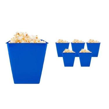 Imagem de Kit 6 Pipoqueira Retrô Azul 2,6L Plástico Premium - Bb Store