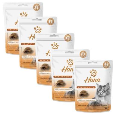 Imagem de Kit 5 Petisco Hana Bola de Pelos Gato Petisco Adulto 60g