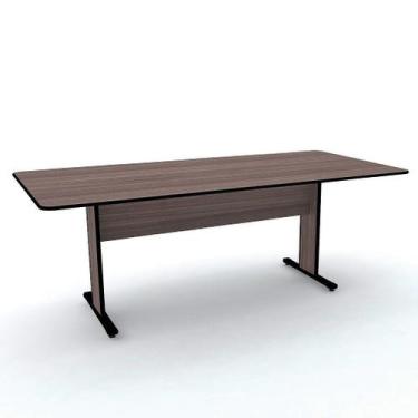 Imagem de Mesa Reunião Retangular Maxxi Pandin 2,0 M Walnut e Preto