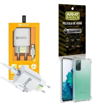 Imagem de Kit Carregador Turbo + Capinha Samsung S20 Fe + Película 3D - HRebos