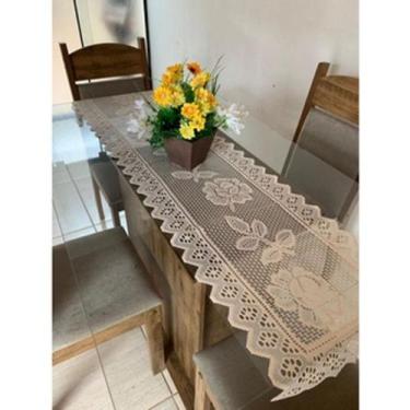 Imagem de Passadeira de Mesa 6 Cadeiras Renda 0,55m x 1,80m - JH, Marrom