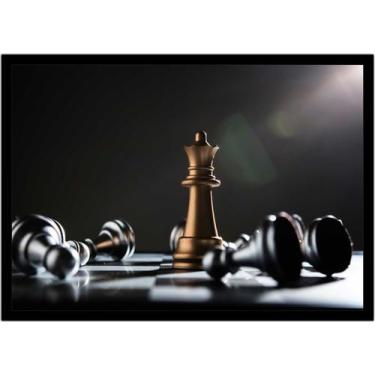 Imagem de Quadro Decorativo Xadrez Tabuleiro Jogos Com Moldura RC049 - Vital Pri
