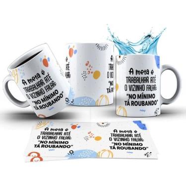 Imagem de Caneca 325ml Stress A meta é trabalhar até o vizinho falar - LARANJA E