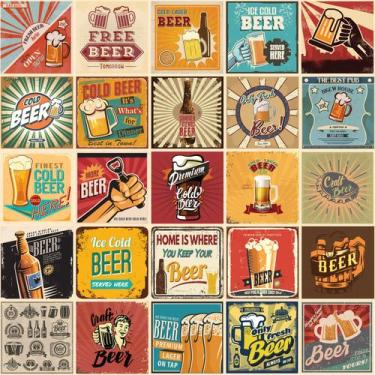 Imagem de Adesivo de Azulejo Cozinha Vintage Beer 15x15cm 36un - Quartinhos