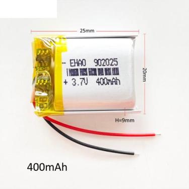 Imagem de Bateria 902025 com 400mah 9mmx20mmx25mm 2 fios 3,7v - KMIG