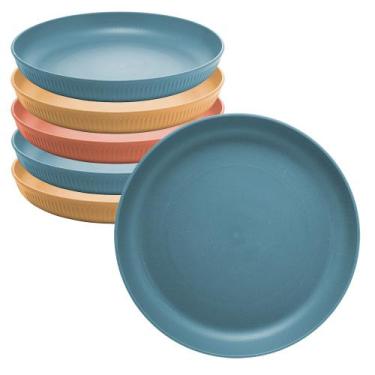 Imagem de Jogo 6 Pratos de Sobremesa Fibra de Bambu PP Stripes Cores Sortidas 20