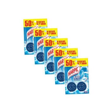 Imagem de Pedra Sanitaria Bloco Harpic Caixa Acoplada Kit 5, Pedra Sanitária Blo