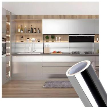 Imagem de Adesivo Vinil Prata Cromado Semi Espelhado Geladeira 6mx50cm - BG Ades