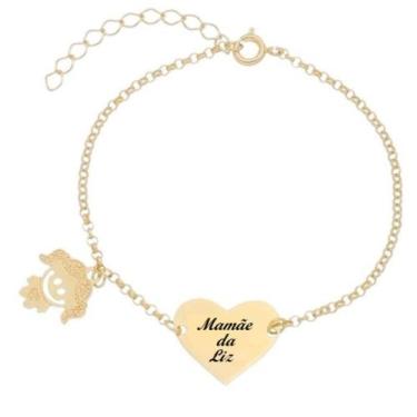 Imagem de Pulseira coração mamãe personalizado com pingente de filho(a - Joias D