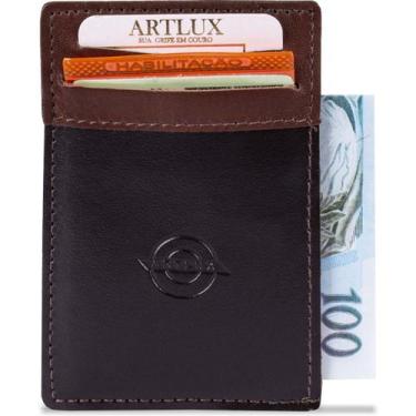 Imagem de Porta Cartão Couro Misto Artlux 933, Pinhão