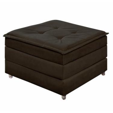 Imagem de Puff Bau Que Vira Cama De Solteiro Estofado Com Rodinha Para Decoração