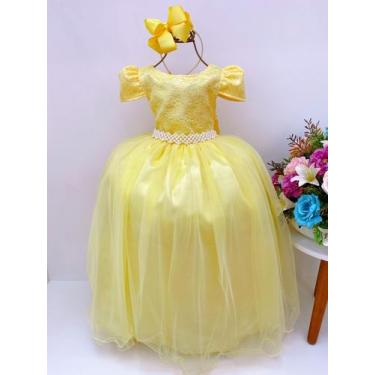 Imagem de Vestido Infantil Amarelo Tule Longo C/ Renda Damas Luxo - enjoy, 08