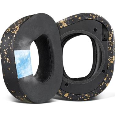 Imagem de SOULWIT Substituição de Almofadas com Gel Refrescante para Turtle Beach Stealth 700 Gen 2, 700 Gen2 MAX Jogos Fone de Ouvido Sem Fio, Espuma para Isolamento de Ruído - GR Manchas Douradas