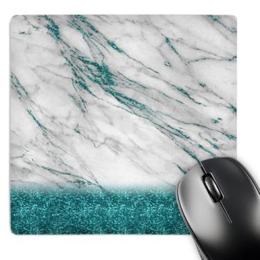 Imagem de 3dRose Mousepad luxuoso cinza verde-azulado pedra mármore glitter metálico impressão falsa (mp_268849_1)