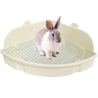 Imagem de kathson Caixa de areia grande de coelho, caixa de vaso sanitário de canto de coelho, treinador de penico maior para animais pequenos, gaiola de animais em forma de leque para adultos, porquinhos-da-índia, chinchila, furão galesaur