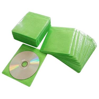 Imagem de Mangas de CD/DVD/BluRay da HAPLIVES, Capa plástica de refil de dupla face para gravadores de armazenamento de CD e DVD, Pacote com 100, Verde