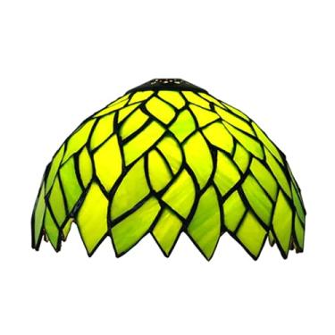 Imagem de Errzom Tiffany Abajur de 20 cm de largura, acessórios de substituição, estilo glicínias, abajur de vitral, folhas vintage, capa de luz para candeeiro de mesa, luminária pendente, candeeiro de mesa,