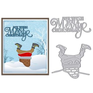 Imagem de LANGFON Cortes de Natal para chaminé de Papai Noel para fazer cartões, palavras de Feliz Natal, Papai Noel, cortado para decoupage, faça você mesmo, álbum de fotos, cartões, artesanato, decoração de