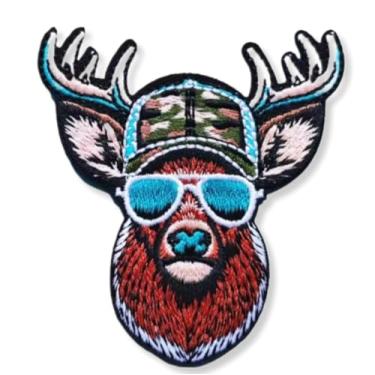 Imagem de ThatsRad Patch de pesca costurado, caça, pato, mosca, pescador, veado ao ar livre (veado com chapéu)