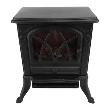 Imagem de Lareira Elétrica Aquecedor Fogão Aquecimento Rápido Aquecedor Elétrico Espaço para Casa Com Chama 3D Autoportante Lareira Elétrica Fogão Preto (Plugue UE 220V)