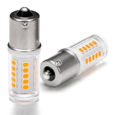 Imagem de Hylroe 1156 7506 1003 1141 Ba15S Lâmpadas Led Âmbar Amarelo Ac/Dc 12-24 Volts Substituição Lâmpadas Led de Sinal de Volta, Luzes de Estacionamento, Luzes Diurnas, Luzes de Pisca-Pi (Ba15S (Pacote Com