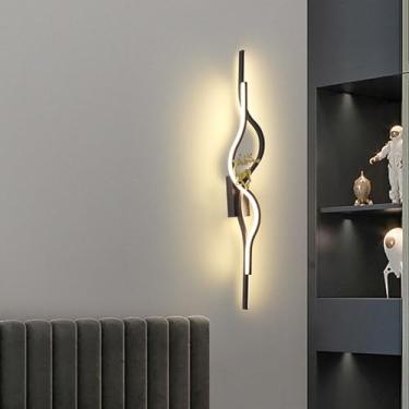 Imagem de Luminária de parede LED para interior Candeeiro de parede moderno 38 W 120 cm luzes de parede para cima e para baixo design curvo luzes de parede 3000K/4000K/6000K para sala de estar quarto escada