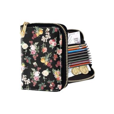 Imagem de JKDY Carteira feminina com suporte de cartão de crédito RFID, capa de couro com zíper, acordeão, para presente feminino, Cor-A08, Carteira