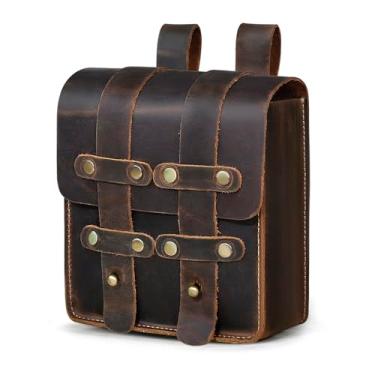 Imagem de Bolsa de couro genuíno para homens e mulheres, unissex, com cinto estilo vintage, Marrom A, Casual