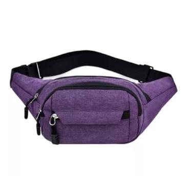 Imagem de Pochete para mulheres e homens, bolsa de cintura fofa de viagem, bolsa de quadril com cinto ajustável para caminhadas, acampamento, esportes, corrida, Roxa, One Size