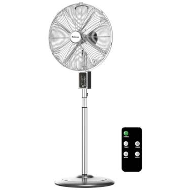 Imagem de Ventilador Pedestal Digital com Controle Remoto, Oscilação de 75°, 3 Velocidades, 3 Modos, Altura Ajustável e Inclinação da Cabeça de 18°,
