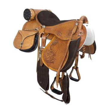 Imagem de Sela Australiana Entalhada com Aba, Alforge e porta bebidas SV01021 - 